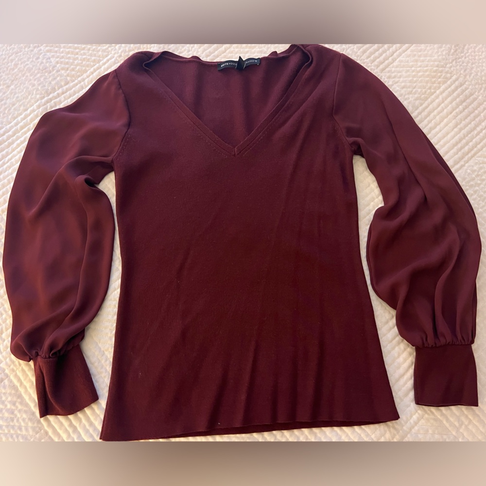 White House black market bell sleeve blouse